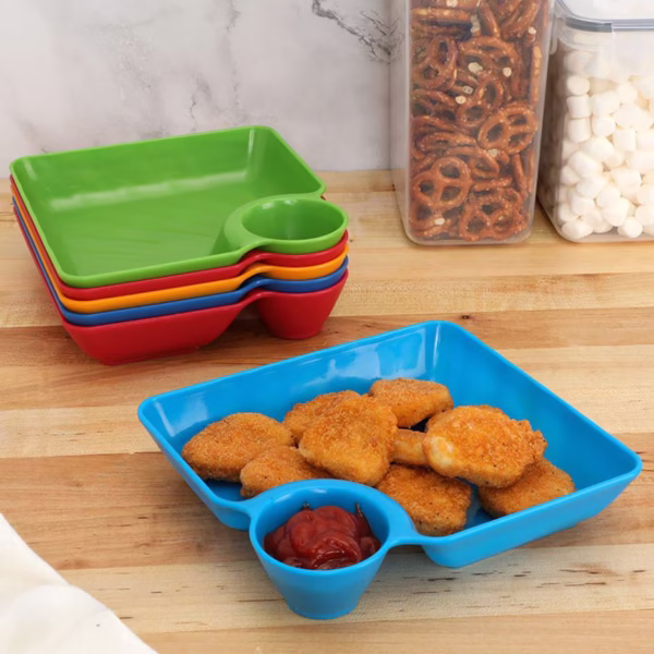 Multicolored Chip and Dip Set of 6 Divided Individual Snack Trays