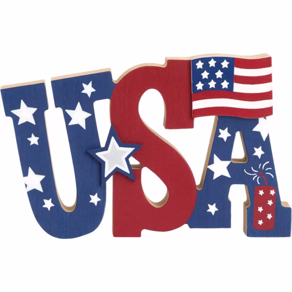 Patriotic USA Block Sign Americana Decor - Image 2