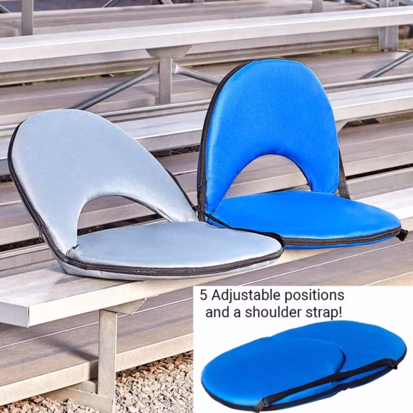 Travel Folding Cushioned Seat 5 Adjustable Positions Blue Or Gray - Image 5